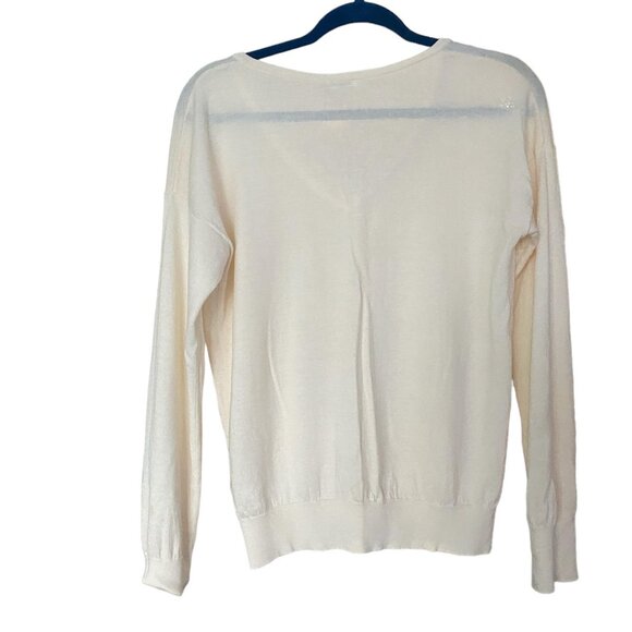 Filippa K Off -White Merino Wool V-Neck Sweater Pullover Size M - Picture 7 of 7
